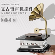 Villa Live Room Hall Entrance Retro Desktop Gramophone Ornaments B & B Living Room Crystal Hotel Cra
