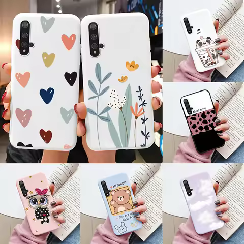 Flowers Funda For Huawei Nova 5T Capa NOVA5T 5 T Phone Case Soft Silicone Cute Cat Bear Back Cover F