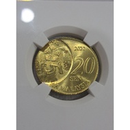 2020/22 Malaysia Mint Error Coin 5 Sen Struck On 20 Sen Planchet (520) I Love You 穿越时空，我爱你 TQG Mint 