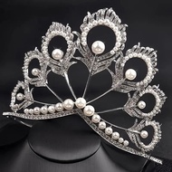 Mikimoto crown Catriona Miss Universe Crown Pearl Feather Shining Rhinestone Pageant Crown Tiara