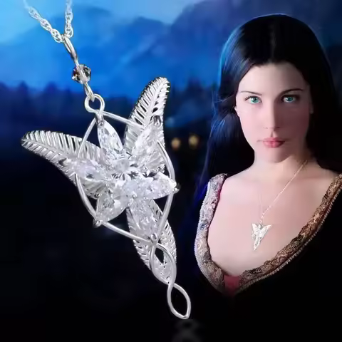 Movie The Lord Arwen Evenstar Necklace Elf Princess Arwen Twilight Star Crystal Pendant Necklaces fo