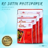 Cuyi Rc Satin Photo Paper Resin Coated Inkjet 260gsm A4 5r 4r 3r Size 20 Sheets