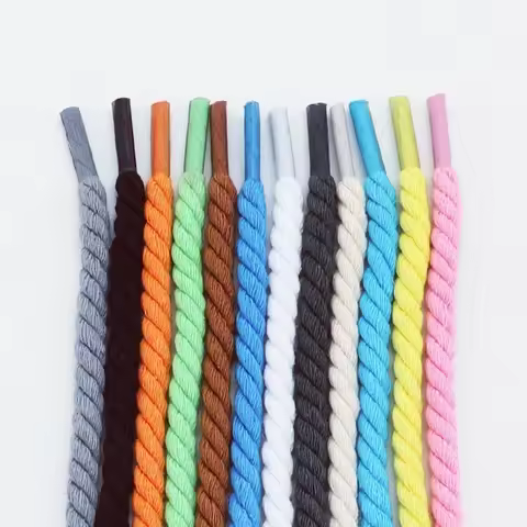 Round Shoelaces 6mm Width Cotton Shoelace Flat Shoes Twisted Rope Laces Sneakers Boots Shoe Laces fo
