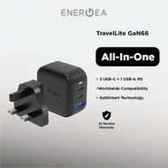 ENERGEA Travelite GaN66 2C1A PD/PPS/QC3.0 Wall Charger 66W (US+UK) - Black