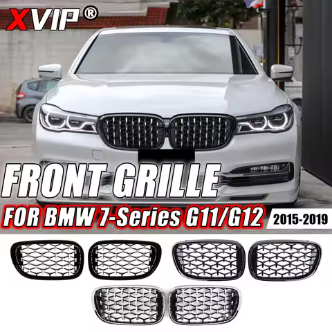 XVIP Front Racing Grilles For BMW For BMW 7 Series G11 G12 2015-2019 740i 750i Chrome Diamonds Style