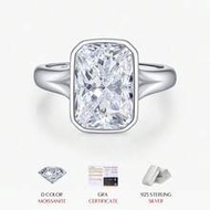 1 วง MODIAN 4.5CT D Color Moissanite Ring 925 Sterling Silver Rectangle Lab Diamond Wedding Statemen