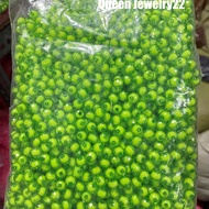 HIJAU Green globe filled crystal beads 1 pound