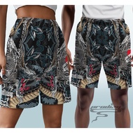 Men's Full Print MMA Style Shorts Wanita Sporty Full Print Drawstring/ Sports Shorts for Men