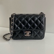 甜價💕Chanel Mini Coco 方胖｜黑銀小羊皮｜側背 斜背