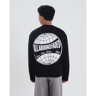 All Around Faded Boxyfit Longsleeve Tshirt Globe Double Knit 290GSM Black T Shirt Lelaki