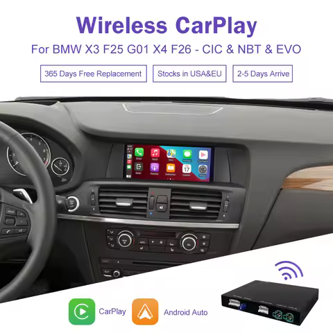 Road Top Wireless CarPlay for BMW X3 F25 G01 X4 F26 CIC,NBT,EVO System 2011-2020, with Android Mirro