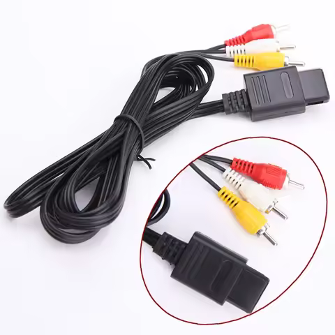1.8m AV Audio Cable Composite Video Cord 6 Feet Line Compatible with Nintendo 64/N64/GameCube/NGC SN