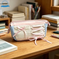 Ribbon Stationery Pouch For School Girls Versatile For Stationery & Makeup College Dorm Room Organiz