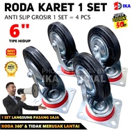 6 inch Rubber Wheels 1 set of 4 pcs 6" inch Live Brake Trolley Wheels 6 Inch Live Trolley Rubber Whe