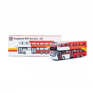 Yisheng Car Length Singapore Bus B9TL Bus Model Red White Coating Double-Decker Bus Alloy Bus Model 