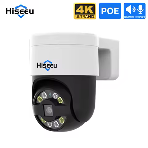 Hiseeu 5MP 4K 8MP POE PTZ IP Camera ONVIF Full Color Night Vision Outdoor Video Surveillance CCTV Ca