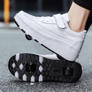 XONGT white shoes double-wheeled HEELYS wheel shoes non-luminous roller skates adult roller shoe
