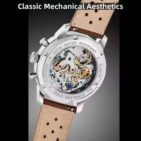 TOPHILL 40mm Chronograph Watch Mechanical Pilot 1963 ST1901 Hand Winding Sapphire Crystal Military C