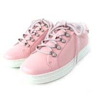 全新未使用JIMMY CHOO CHOO ANTIBES/F Antibes 標誌珍珠繫帶低筒皮質運動鞋，粉紅色，39 碼，附防塵袋。強烈推薦女士穿著。