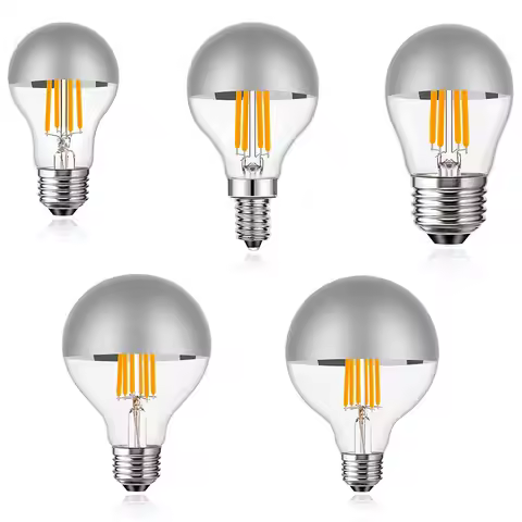 LED semi-silver-plated Shadowless Light Edison Reflective Bulb Hotel Decoration A60 G45 G95 G80 G125
