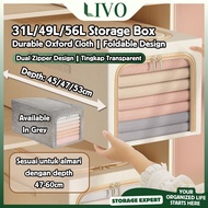 31L 49L 56L Storage Box Cotton Linen Zipper Window Foldable Large Oxford Cloth Organizer Kotak Simpa