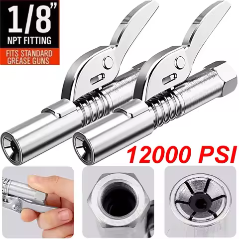 12000PSI High Pressure Grease Coupler Nozzle Hose Pump Syringe Grease Gun NPT1/8 Adapter Brake Oil C