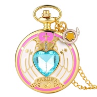 {Miracle Watch Store} Miracle Watch Store Japanese Anime Theme Quartz Necklace Pocket Watch Gold Sweater Chain Trendy Retro Students Girls Jewelry Pendant Pocket Cloc