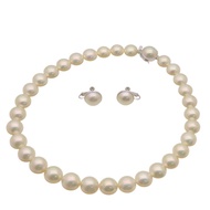 สร้อยคอและต่างหูไข่มุกมาเบะทาซากิ สภาพเยี่ยม ตัวเรือนทองคำขาว 14K (K14WG) ขนาด 12-14.5 มม. ไข่มุกมาเ