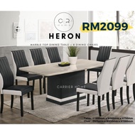 Heron Marble Top Dining Set - 8 Seater
