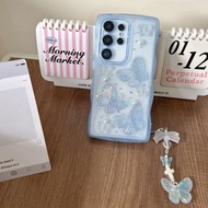 Ốp Mặt dây chuyền Bướm Ngọc Trai 3D dễ thương sang trọng cho Samsung Galaxy S25 S24 Ultra S23 S21 FE