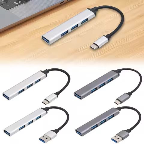 4-Port USB 3.0 Hub Adapter 5Gbps USB Splitter USB C To USB Hub Multiple USB 3.0 Hub USB Port Expande