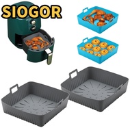 SIOGOR Air Fryer Liners, Reusable with Handle Baking Tray, Portable 9" Large Size Silicone Heat-Resi