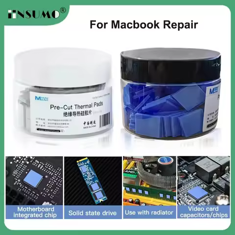 MaAnt 100Pcs 12*12mm Pre-cut Thermal Blue Grey Thermal Silicone Pad For Macbook MotherBoard GPU CPU 