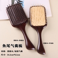 In Stock Ebony Wood Fish Tail Cushion Comb Head Meridian Comb Sheep Horn Tooth Cushion Comb Manufact