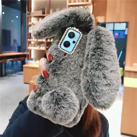 Realme 9 Pro Plus Case C35 Rabbit fluffy fur Cover For Realme 9 10 5G Case funda Realme 9i 8i 8 Q3s 