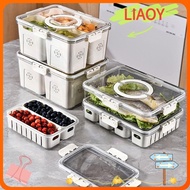 LIAOY Fridge Storage Box, with Lid Plastic Fridge Organizer, Multifunction Stackable Handle Fridge Storage Container Home