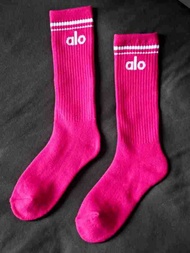 alo ถุงเท้าผ้าฝ้าย 18cm ถุงเท้าผ้าฝ้ายแท้ทรงยาวปานกลางถุงเท้าคู่รักสำหรับเล่นกีฬากลางแจ้งสี่ฤดู