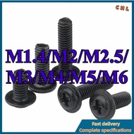 Pan Head Screw Cross with Washer Black Self-Tapping Screw Hardware Fastener M1.4/M2/M2.5/M3/M4/M5/M6