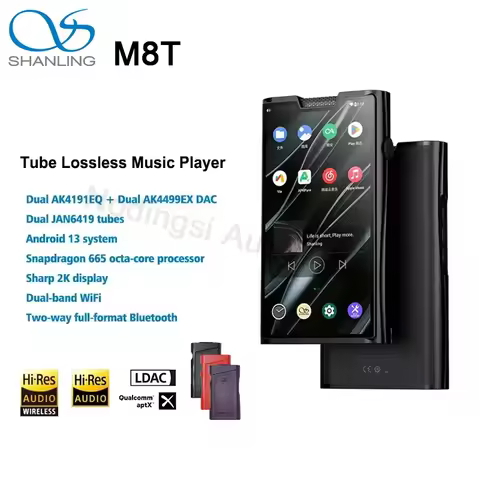SHANLING M8T MP3 Player Tube Portable Music Player HIFI Hi-Res Audio MP3 Player Bluetooth 2x 4191EQ 