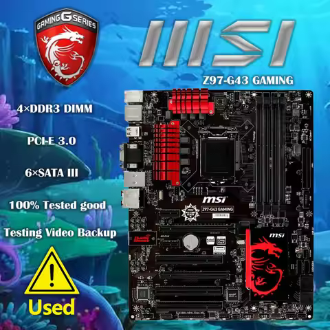 Used MSI Z97-G43 GAMING Motherboard Intel Z97 LGA 1150/SockeL H3 DDR3