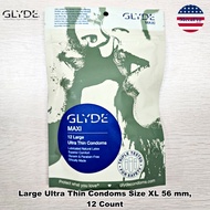 GLYDE Maxi® Large Ultra Thin Condoms Size XL 56 mm 12 Count ถุงยางอนามัย แบบบางเฉียบ ขนาด 56 mm