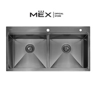 MEX ร่น ST982GM อ่างล้างจาน 2 หลุม สเตนเลส สตีล AISI 304 สี Grey Metal