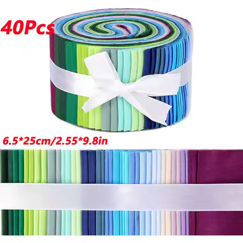 40Pcs Cotton Jelly Roll Up Cotton Fabric Quilting Strips Patchwork Craft Cotton Quilting Fabric for