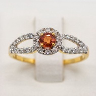Happy Jewelry แหวนพลอย เพชรล้อมพลอย บ่าเพชรคู่แหวนเพชร แหวนทองเพชรแท้ ทองแท้ 37.5% PL110