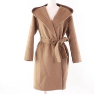 成色極佳：S MaxMara DESIGN FOR EASY LIVING max A MANO 2022AW (901610236) 羊毛羊絨混紡裹身大衣，帶腰帶和兜帽，駝色，36碼，正品，女款