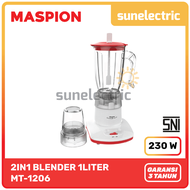 Maspion MSP MT-1206 Blender Plastic + Dry Mill 2in1 Kapasitas 1 Liter MT 1206 / MT1206 - Multi Warna
