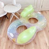 Rainbow Dual Ring Adult Swim Tube Swim Ring Inflatable For Adult Swimming Circle Float Swim Pool Wat