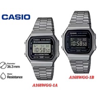 Casio VINTAGE A168WGG Men Digital Classic Black Dial Grey Stainless Steel Strap Original Casual Watc