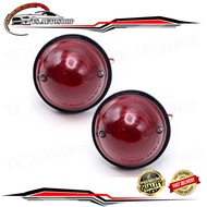 Round Side Dimmer Rubber Edge 2pcs Red Lens Jeep Cj5 Cj6 Cj7 Cj8 Size 8x8x8 2 Pieces Year 1945-1975