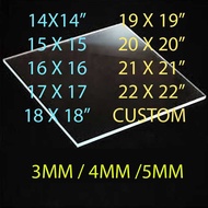SQUARE ACRYLIC SHEET, PLASTIK EMPAT SEGI, PERSPEX SQUARE, 14 X 14 /15 X 15 / 16 X 16 / 17 X 17 /18 X
